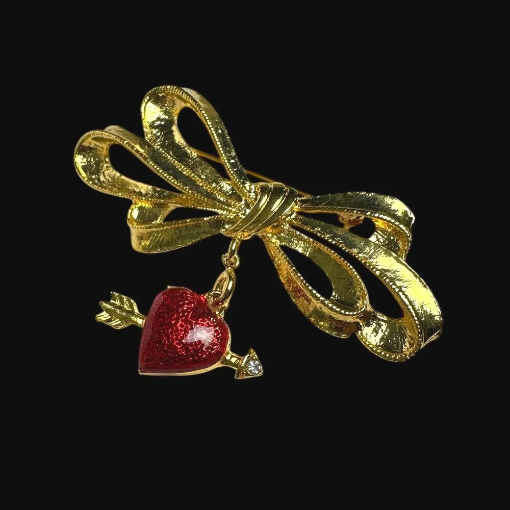 Vintage‎ 1986 Phister Ent Gold Bow Brooch - 7 Interchangeable Holiday Charms Set